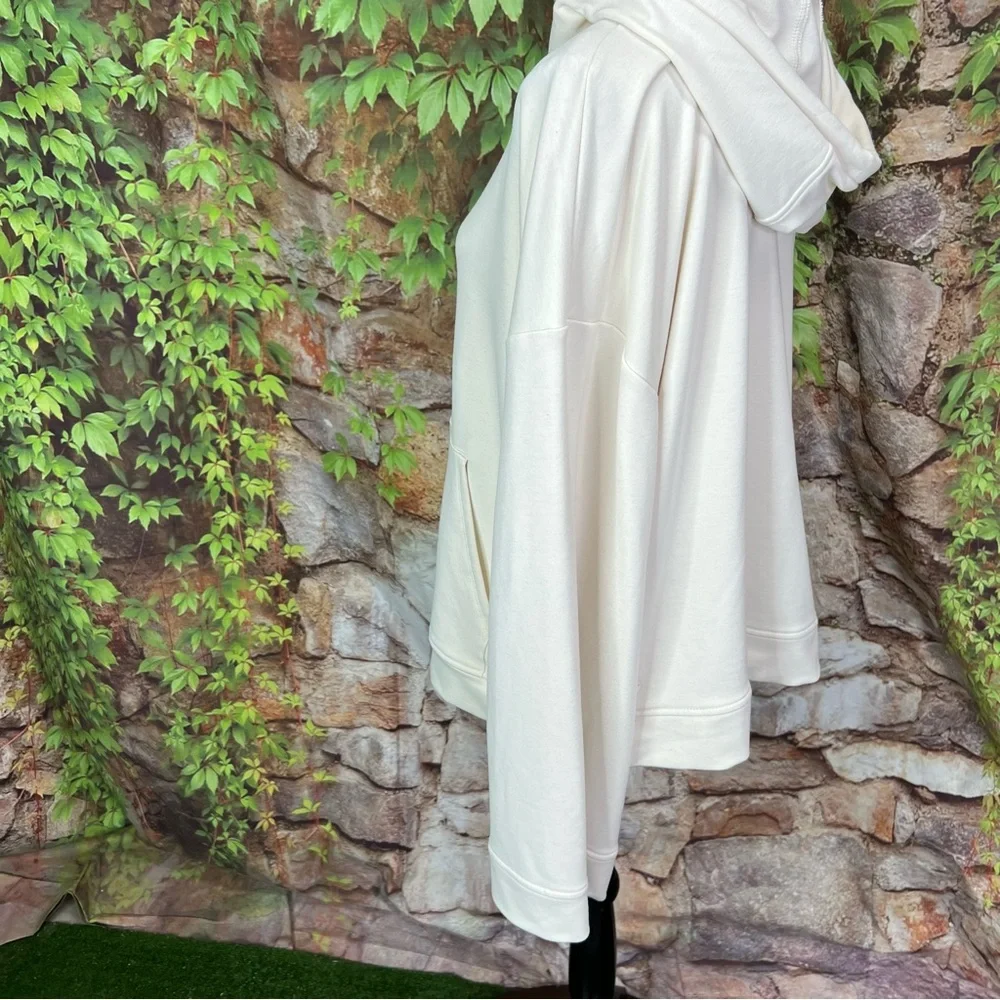 ALL IN MOTION Cream Ultra-Soft Wide Cuff Hooded Sweatshirt, XL - Picture 6 of 9